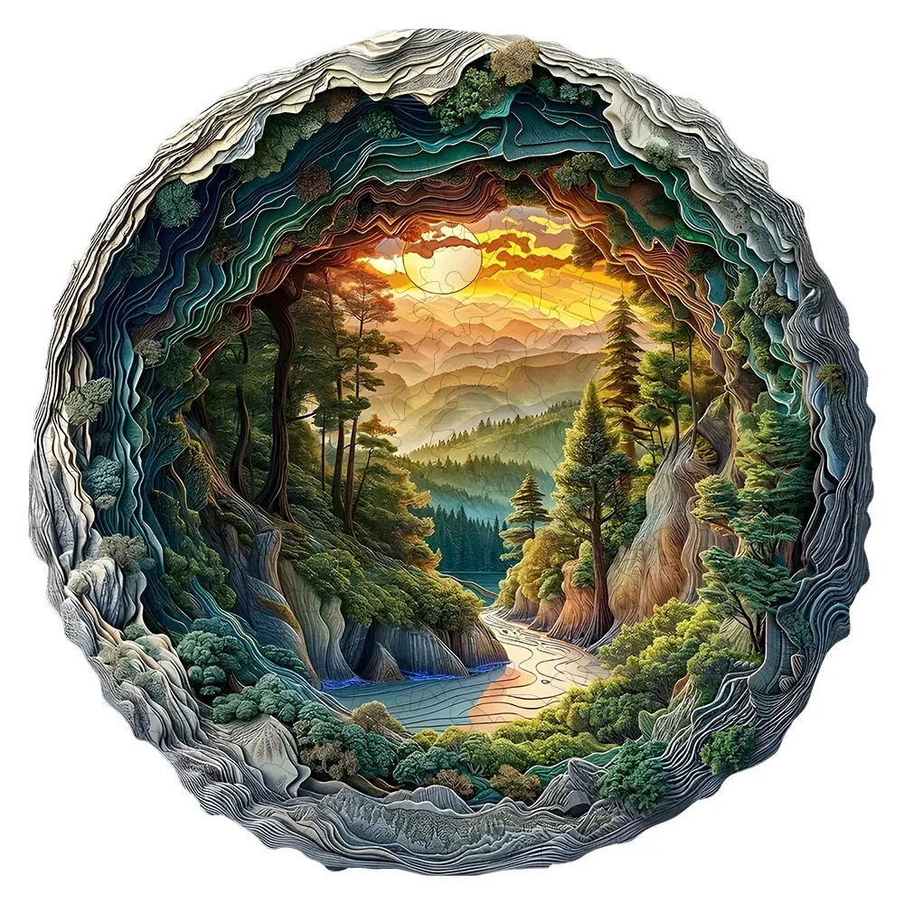 Quebra-cabeça de madeira com efeito 3D