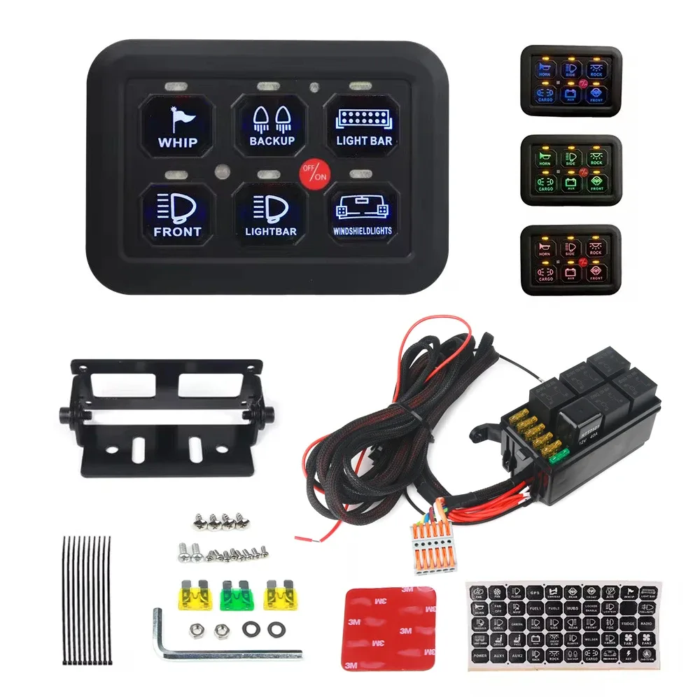 Painel de controle com seis interruptores LED 12 V