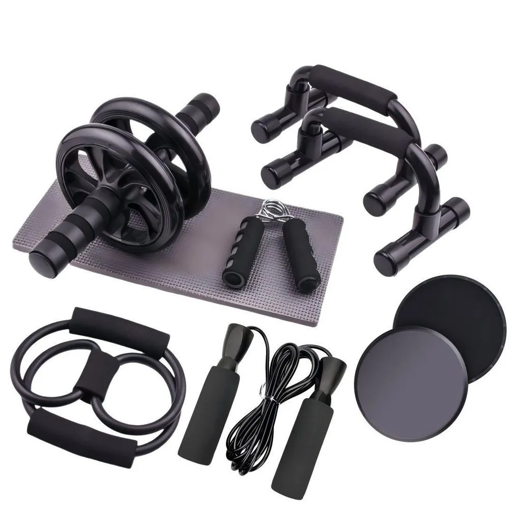 Kit de treino com roda abdominal e acessórios