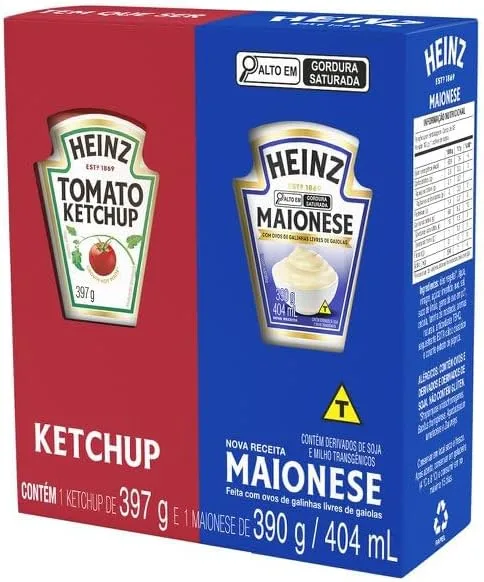 Kit Heinz com ketchup e maionese