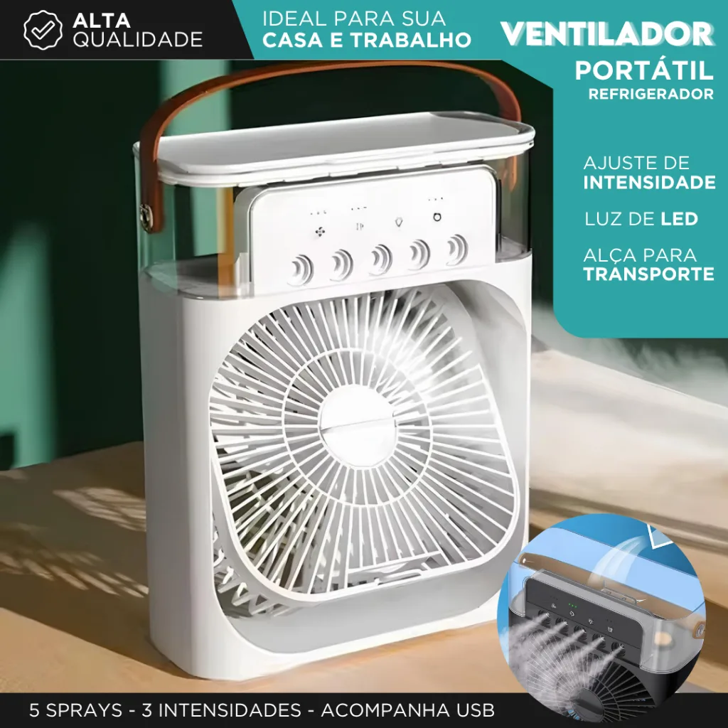 Mini ar-condicionado USB com LED
