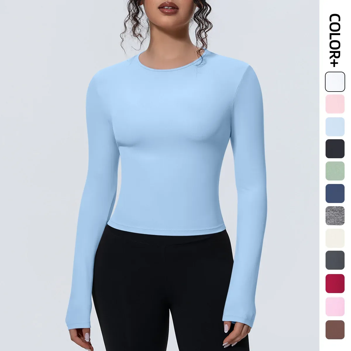 Camiseta feminina de yoga com manga longa