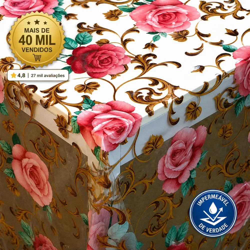 Toalha de mesa cristal para 4 ou 6 lugares