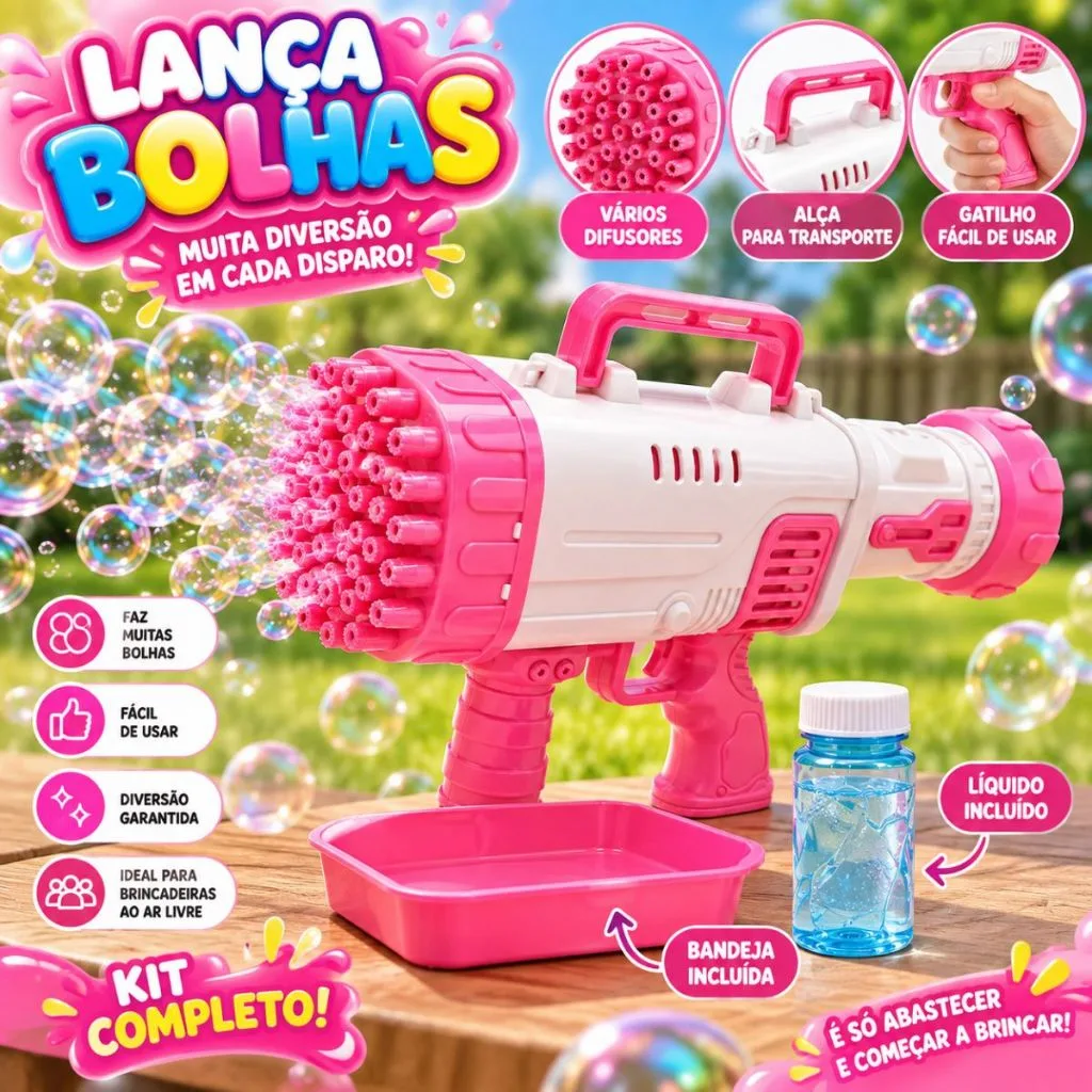 Máquina de bolhas de sabão em formato de bazuca