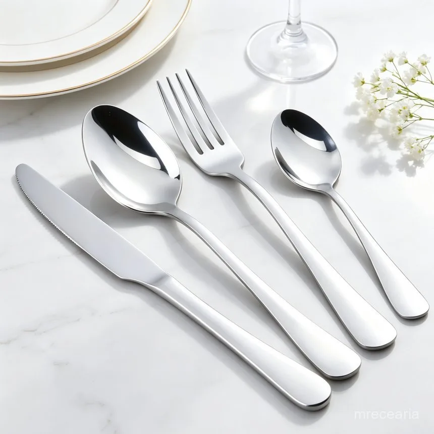 Conjunto de talheres prateados com 24 peças