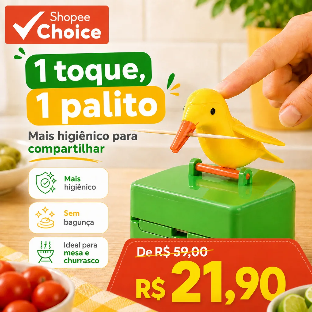 Dispensador de palitos em formato de pássaro
