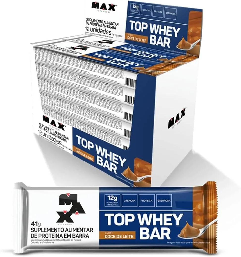 Barra de whey Max Titanium sabor doce de leite