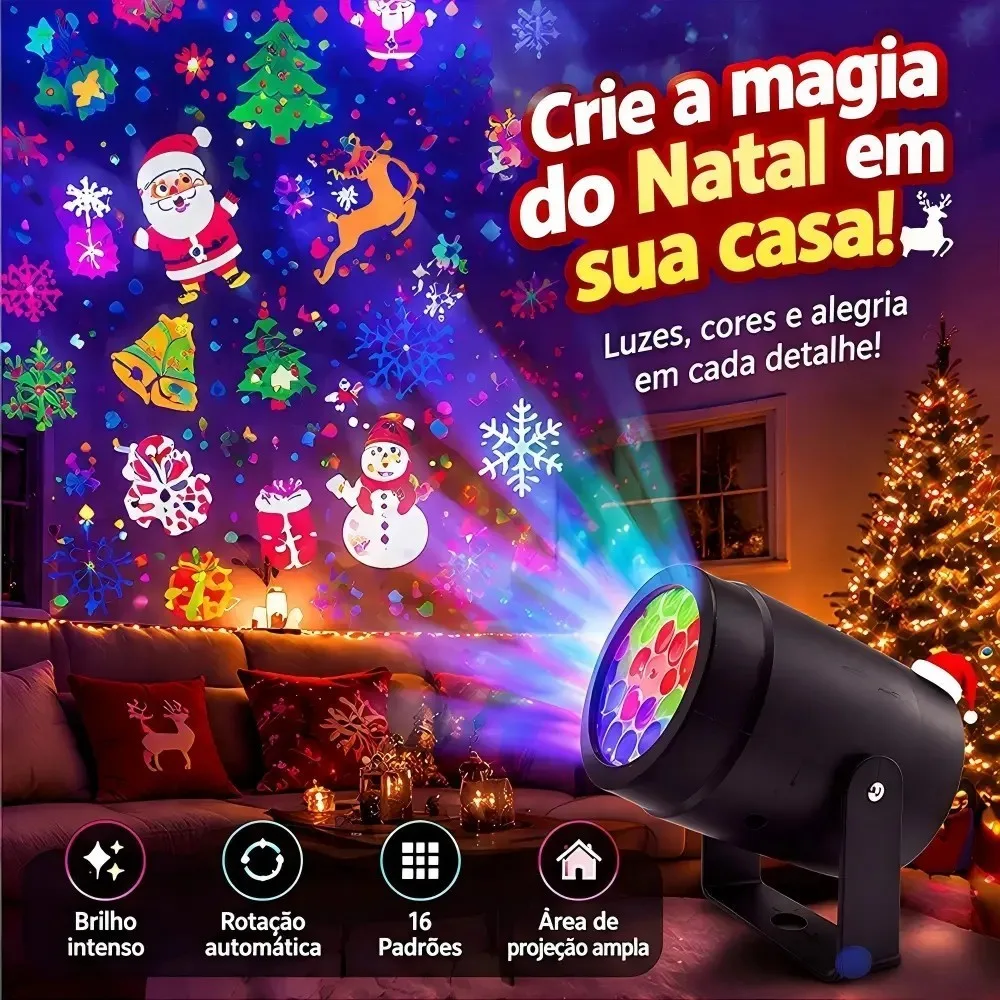 Projetor LED natalino com 16 temas