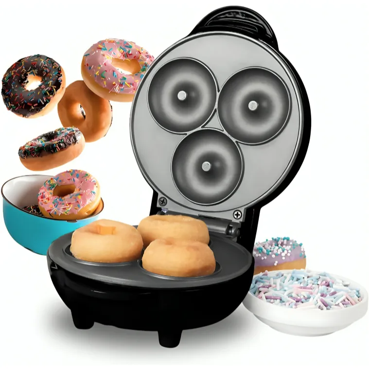 Mini Máquina de Fazer Donuts Rosquinhas 3 Furos Confeitaria Culinária 110V e 220V