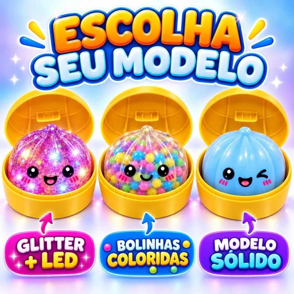 Squishy de bolinho baozi com efeito brilhante