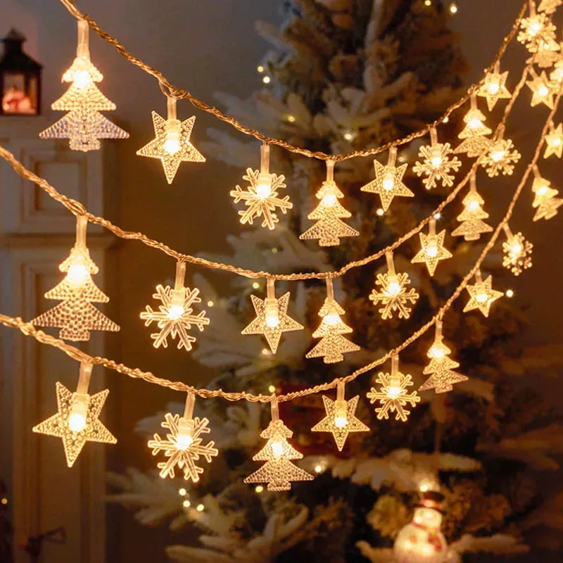 Cordão de luz solar LED com estrelas