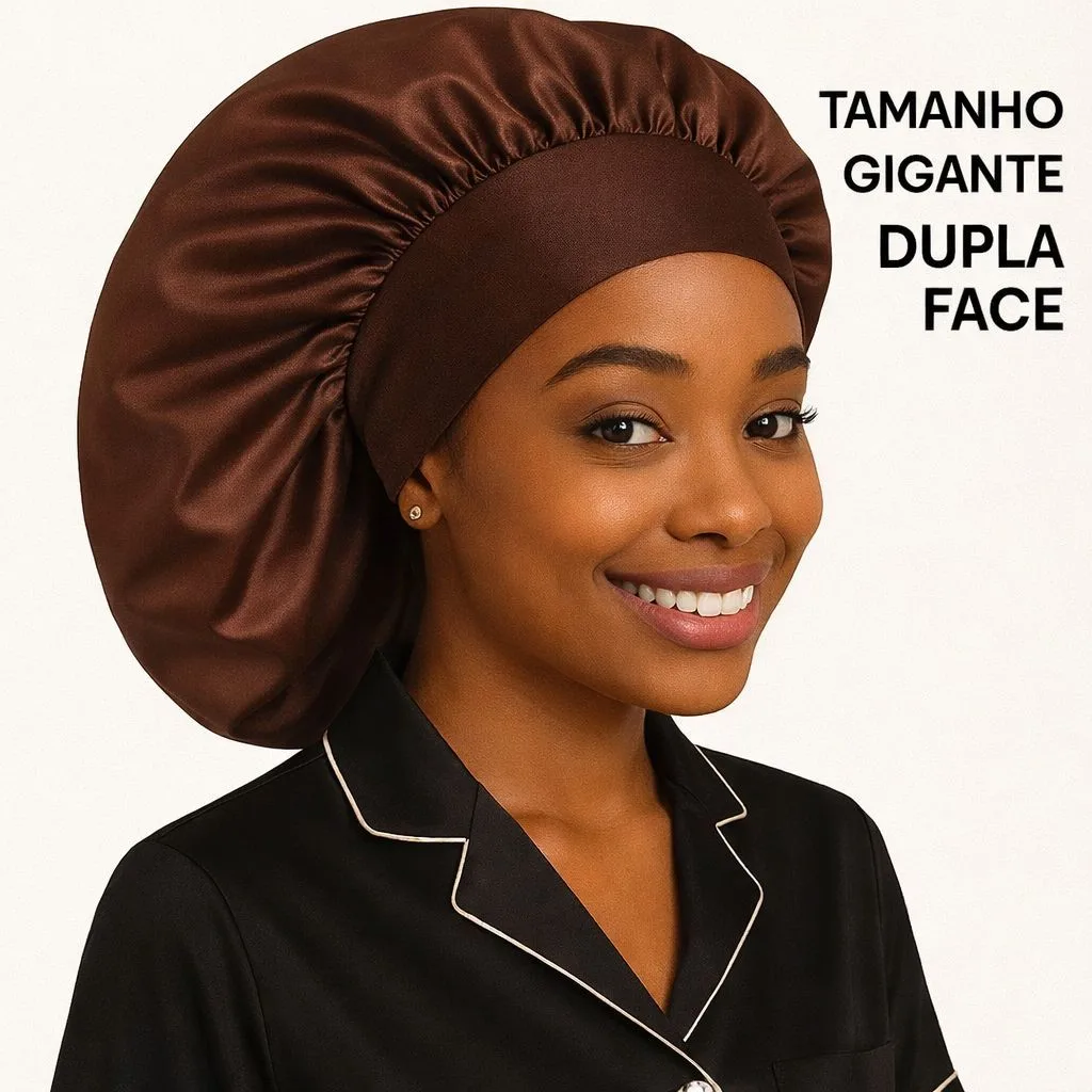 Touca de cetim dupla face para cabelos longos