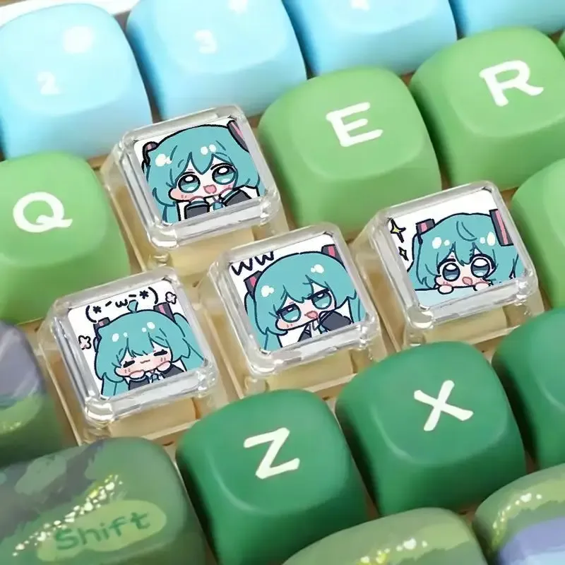 Keycap transparente da Hatsune Miku para teclado mecânico