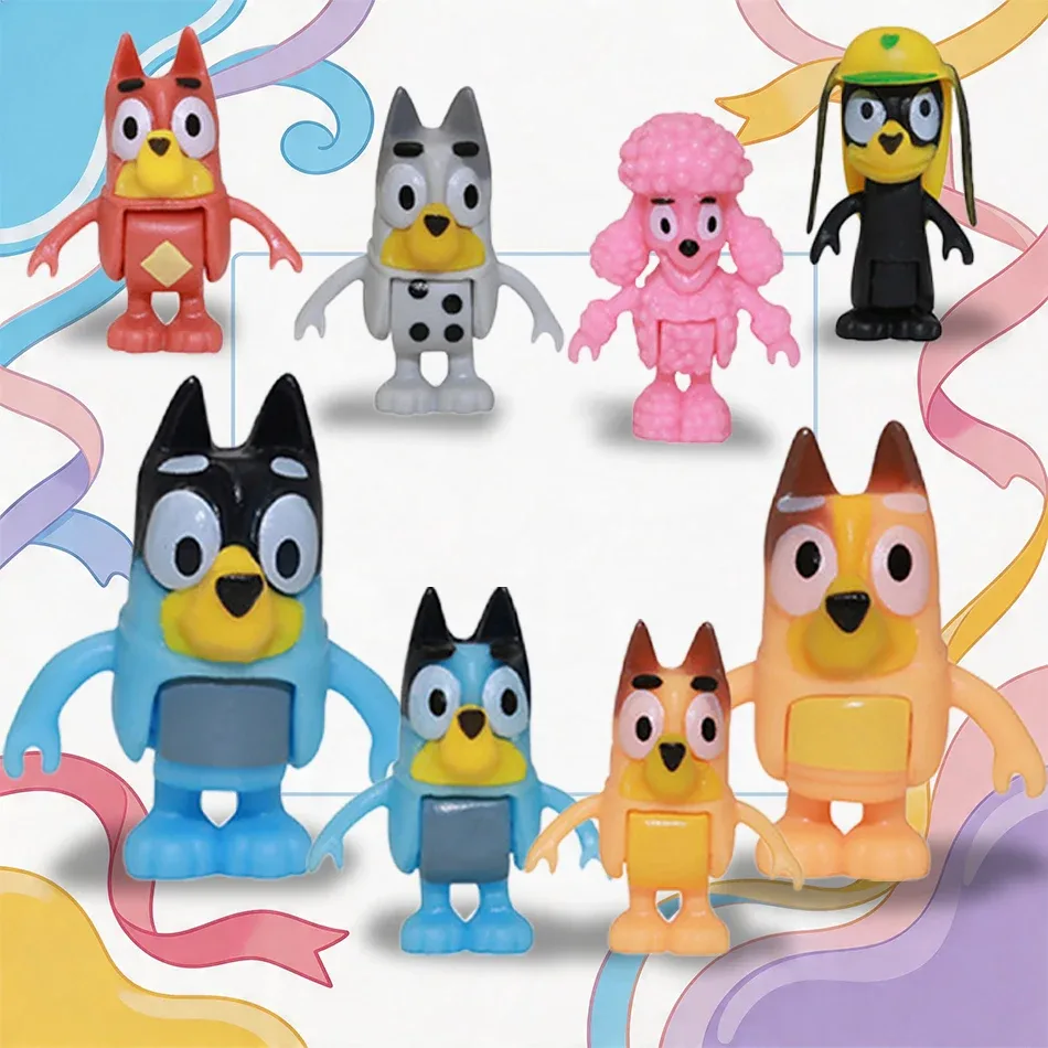 Conjunto de figuras Bluey com 8 personagens