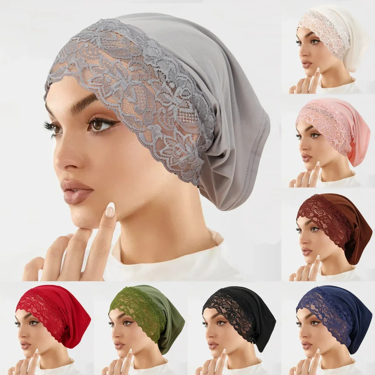 Chapéu hijab feminino de renda