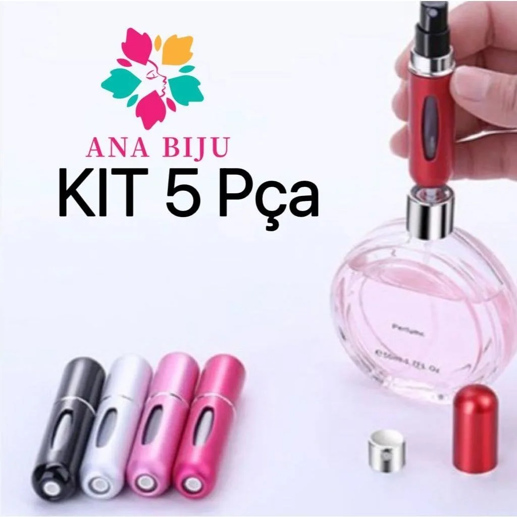 Kit com 5 frascos de perfume recarregáveis
