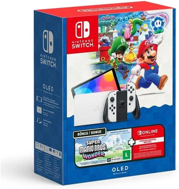 Nintendo Switch OLED com Super Mario Bros. Wonder