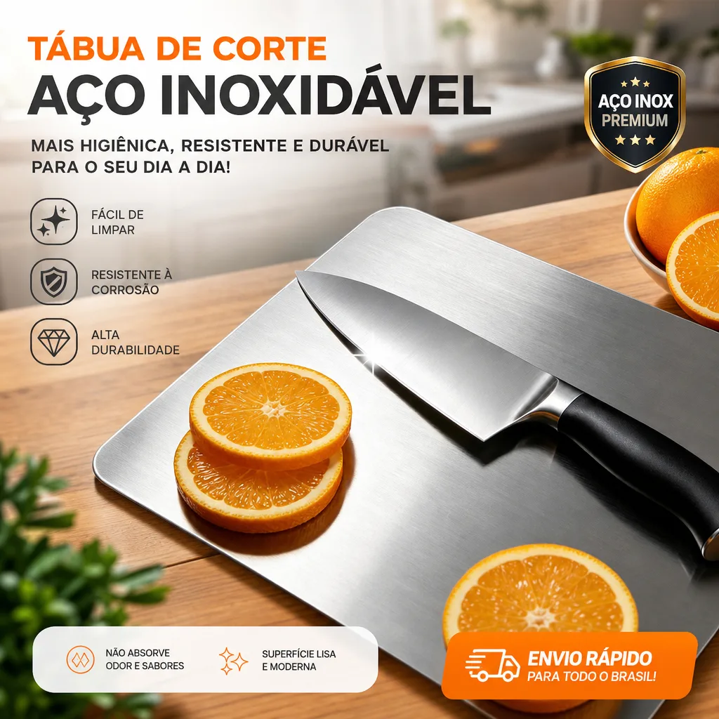 Tábua de corte de aço inoxidável com alça