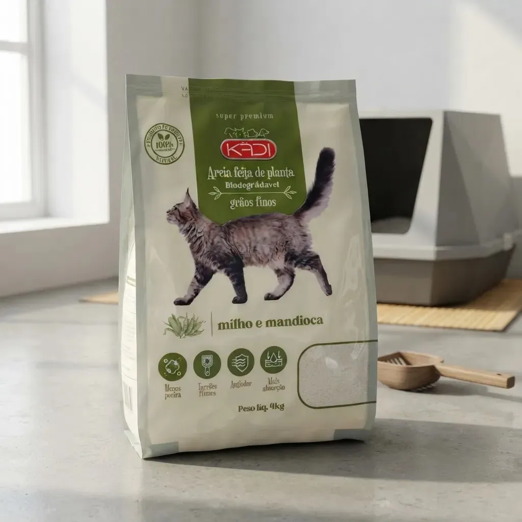 Areia higiênica biodegradável Kadi para gatos de 4 kg