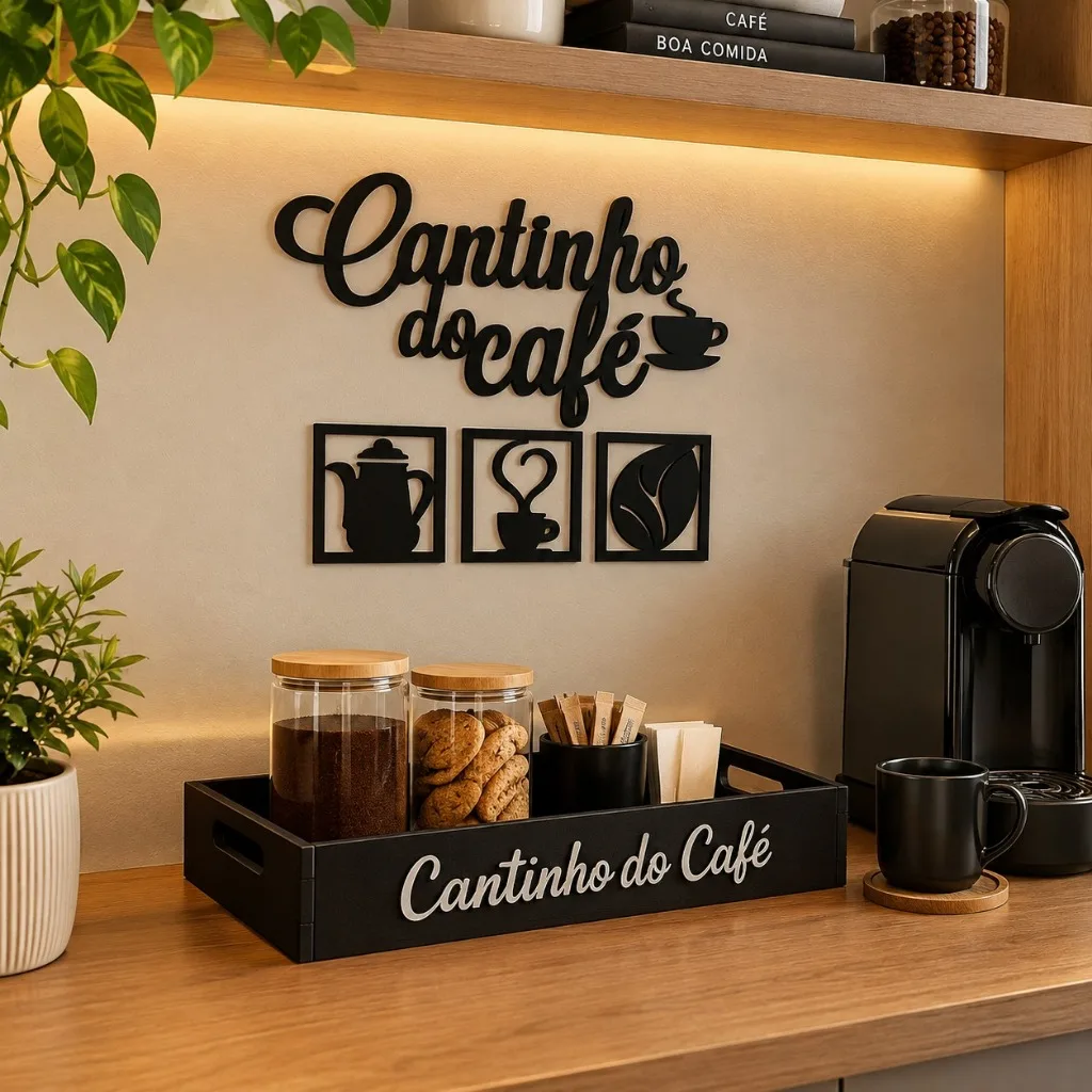 Kit decorativo para cantinho do café em MDF