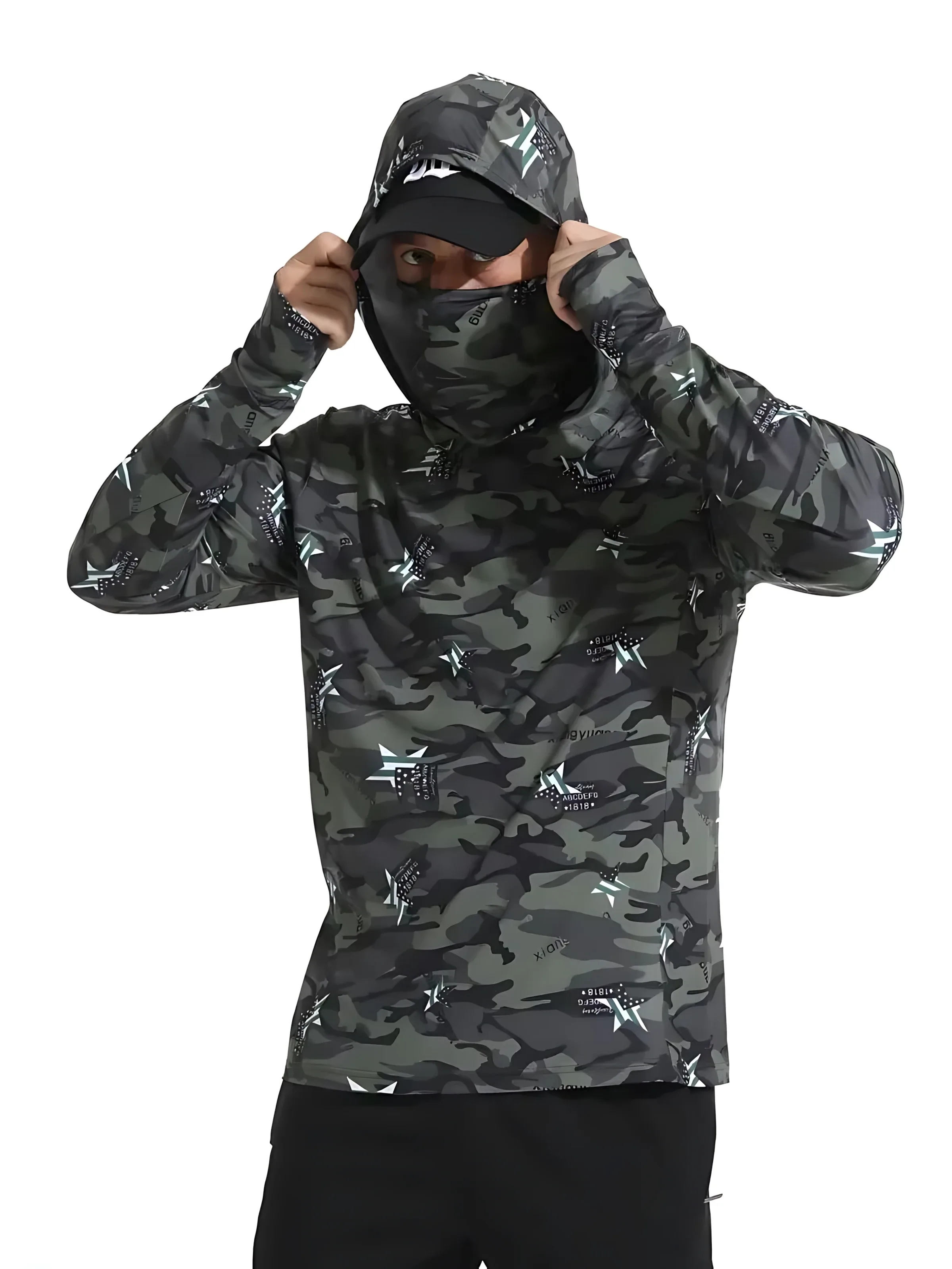 Camisa de pesca com capuz para proteção UV