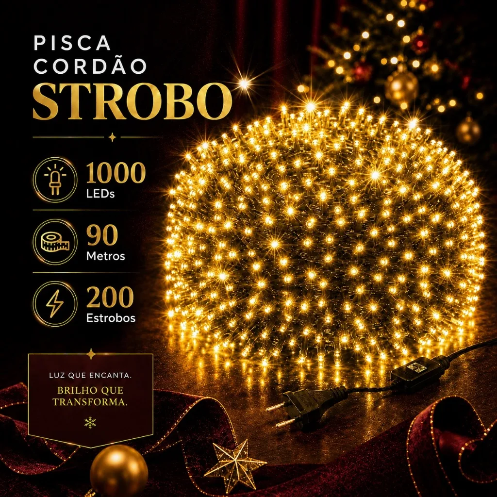 Cordão de luz natalina com LEDs
