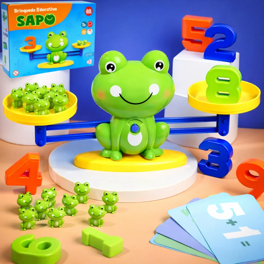 Brinquedo educativo balança de equilíbrio dos sapos