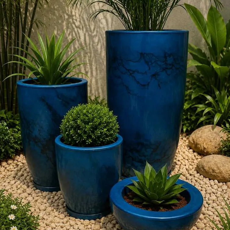 Kit com 4 vasos decorativos marmorizados