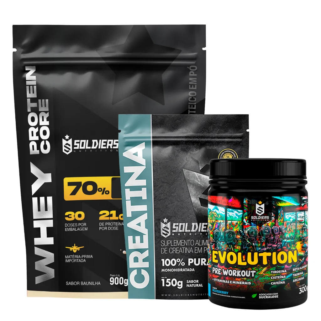 Kit de whey, pré-treino e creatina Soldiers Nutrition