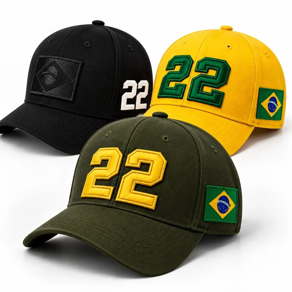 Boné Brasil bordado com relevo alto