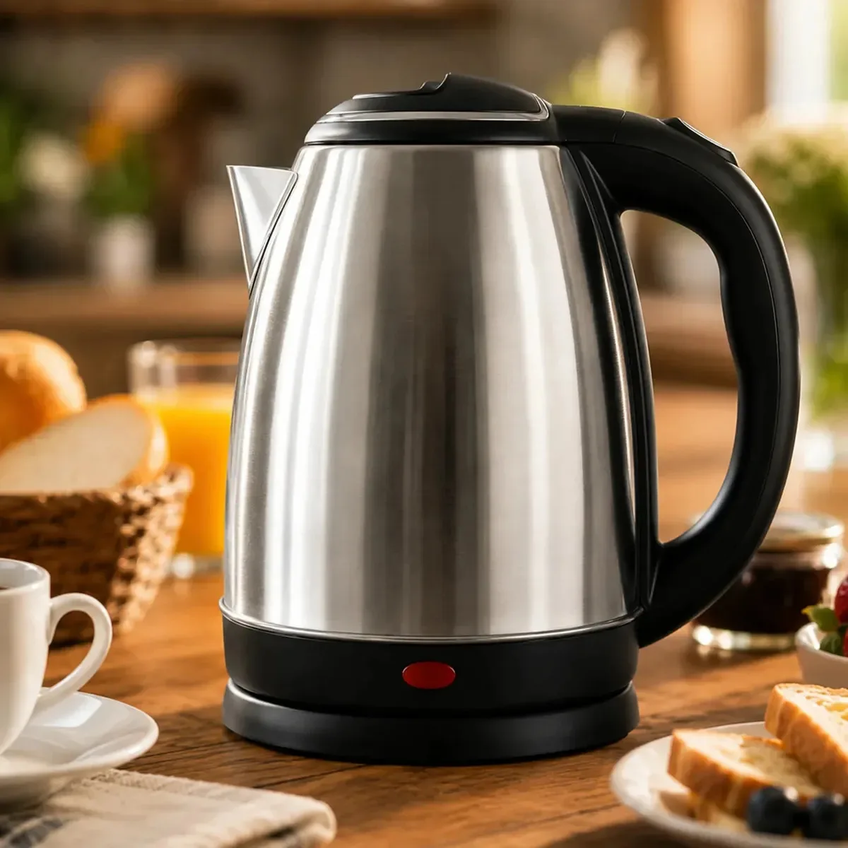 Chaleira elétrica Luxena de inox com 1,8 litro