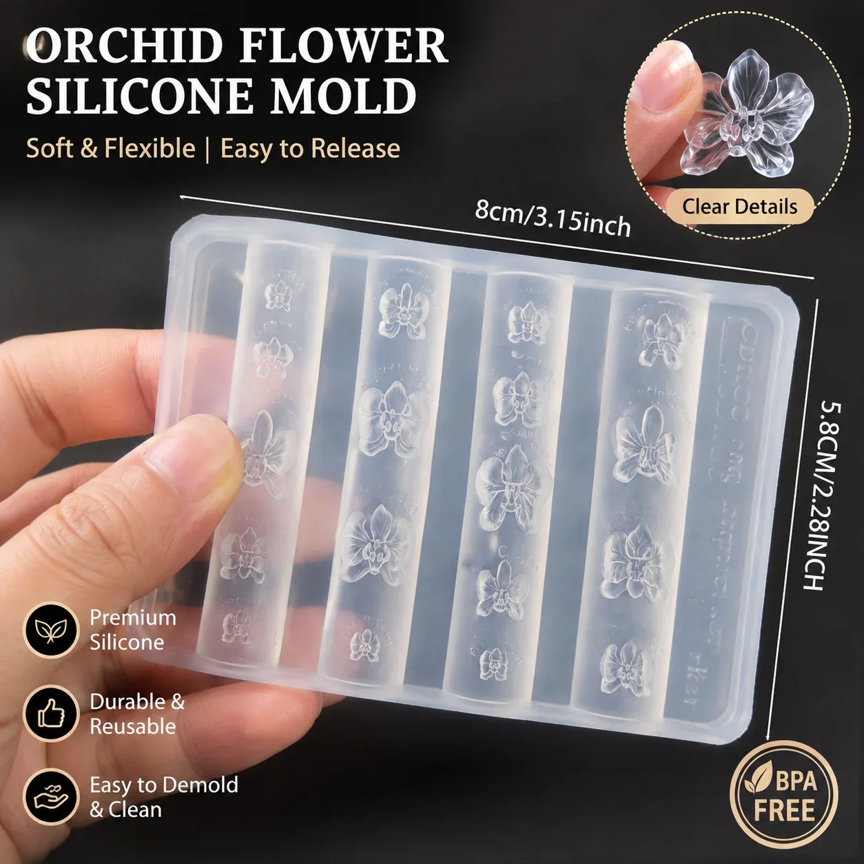 Molde de silicone 3D para unhas com flores