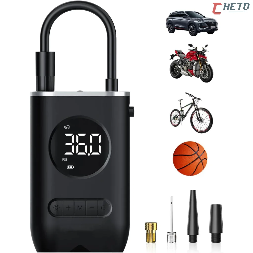 Mini Compressor de Ar Portátil Recarregável Digital USB Calibrador de Pneu