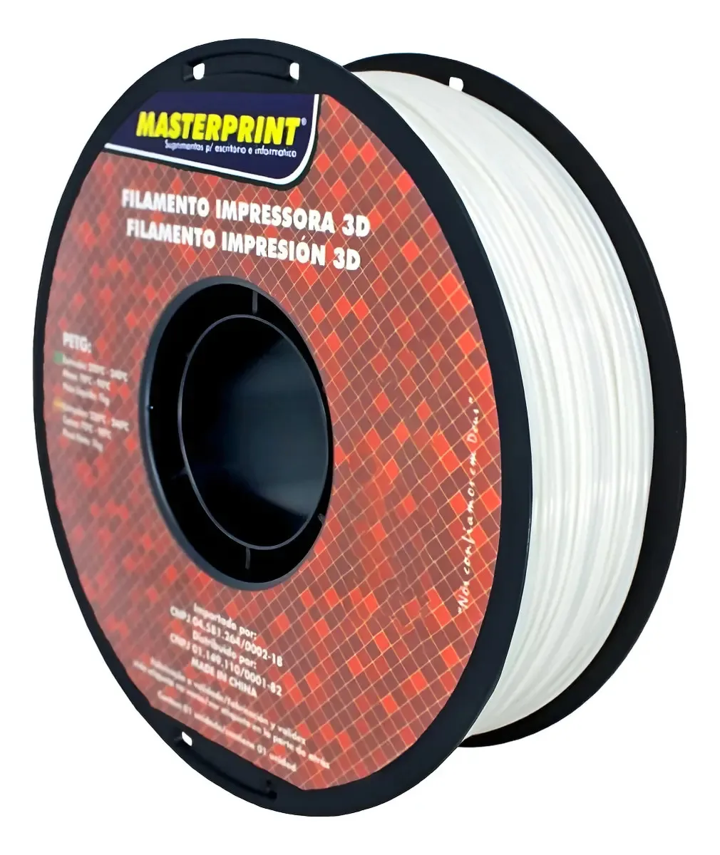 Filamento PETG branco Master Print para impressão 3D
