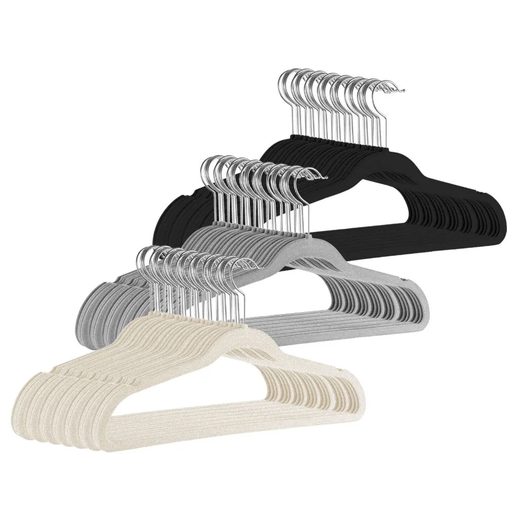 Kit de cabides de veludo com 50 unidades