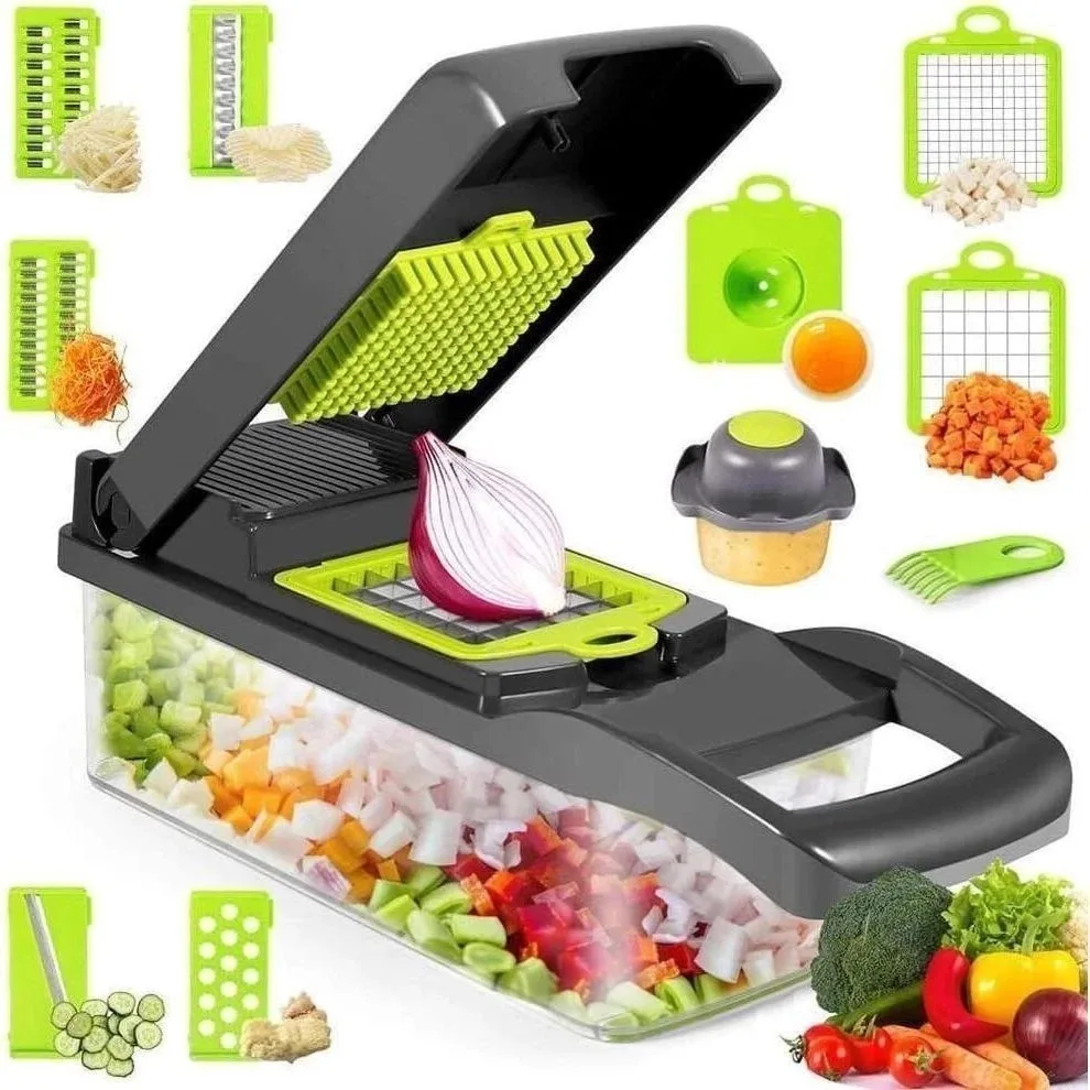 Fatiador de cozinha multifuncional profissional em aço inoxidável 16 em 1/3 em 1