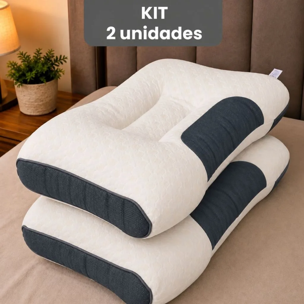Kit com 2 travesseiros cervicais ergonômicos