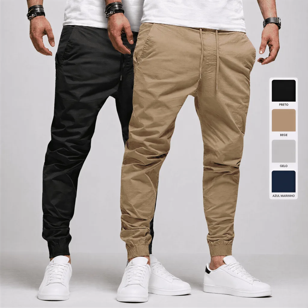 Calça jogger masculina de sarja