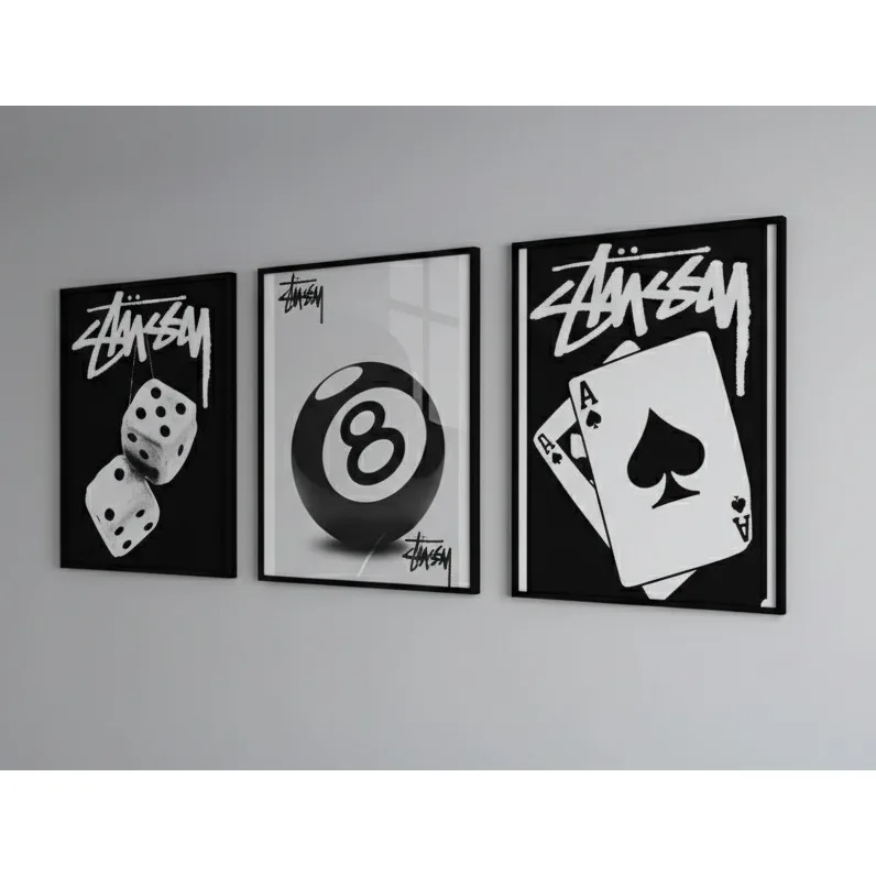 Quadros decorativos Jogos Preto e branco para sala e quarto (3 peças)
