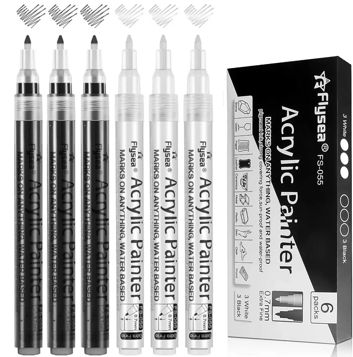 Canetas de tinta acrílica com pontas variadas