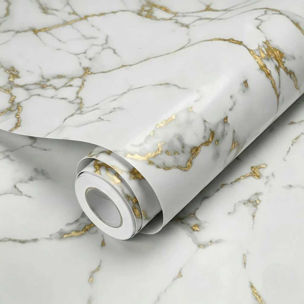 Papel Adesivo Mármore Dourado Exclusivo Lavável Quarto, Sala e Cozinha 1/2/3 Peças