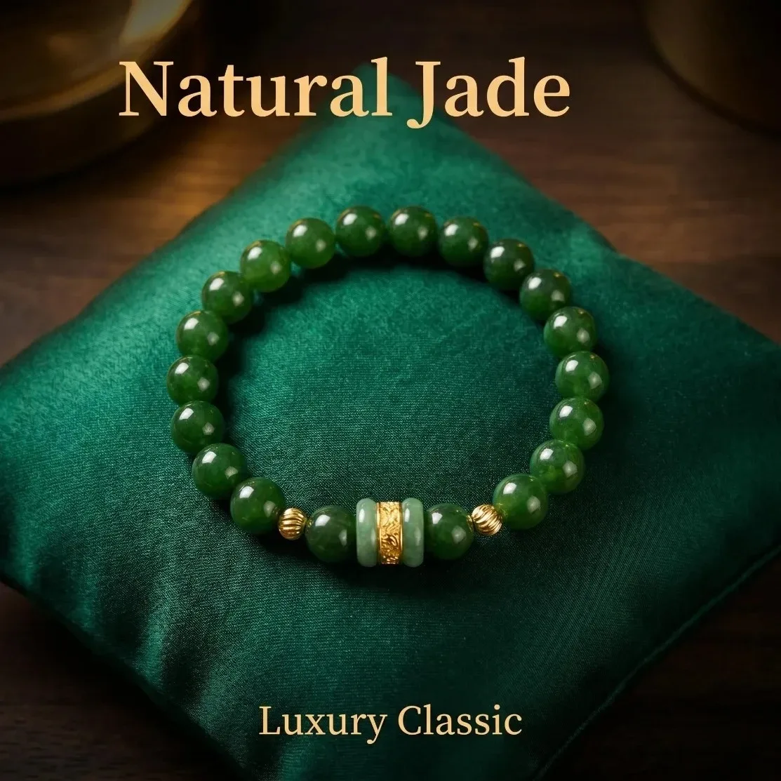 Pulseira de jade Hetian verde natural