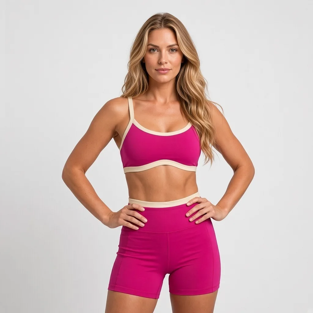 Conjunto fitness de poliamida com top e shorts