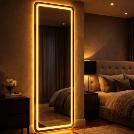 Espelho orgânico de 170 cm com iluminação LED