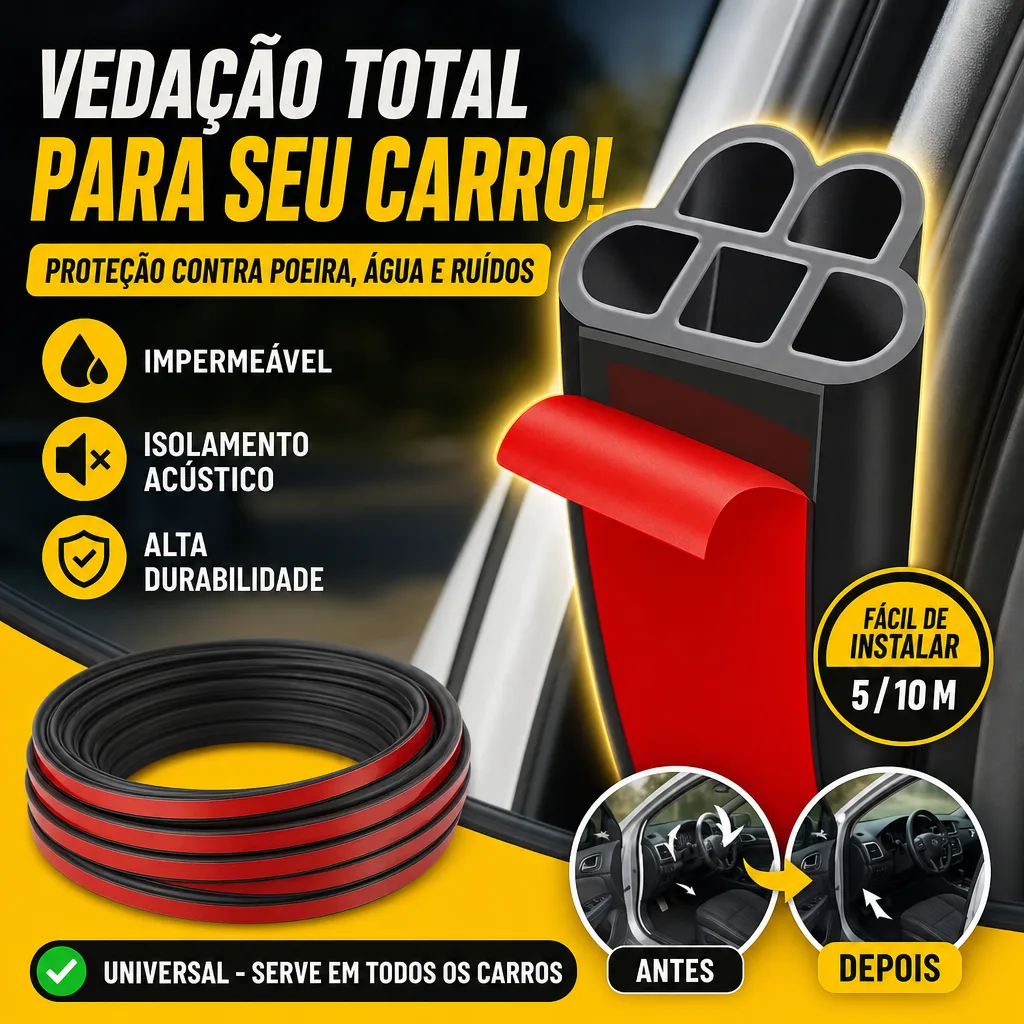 Fita de vedação automotiva em espuma antirruído