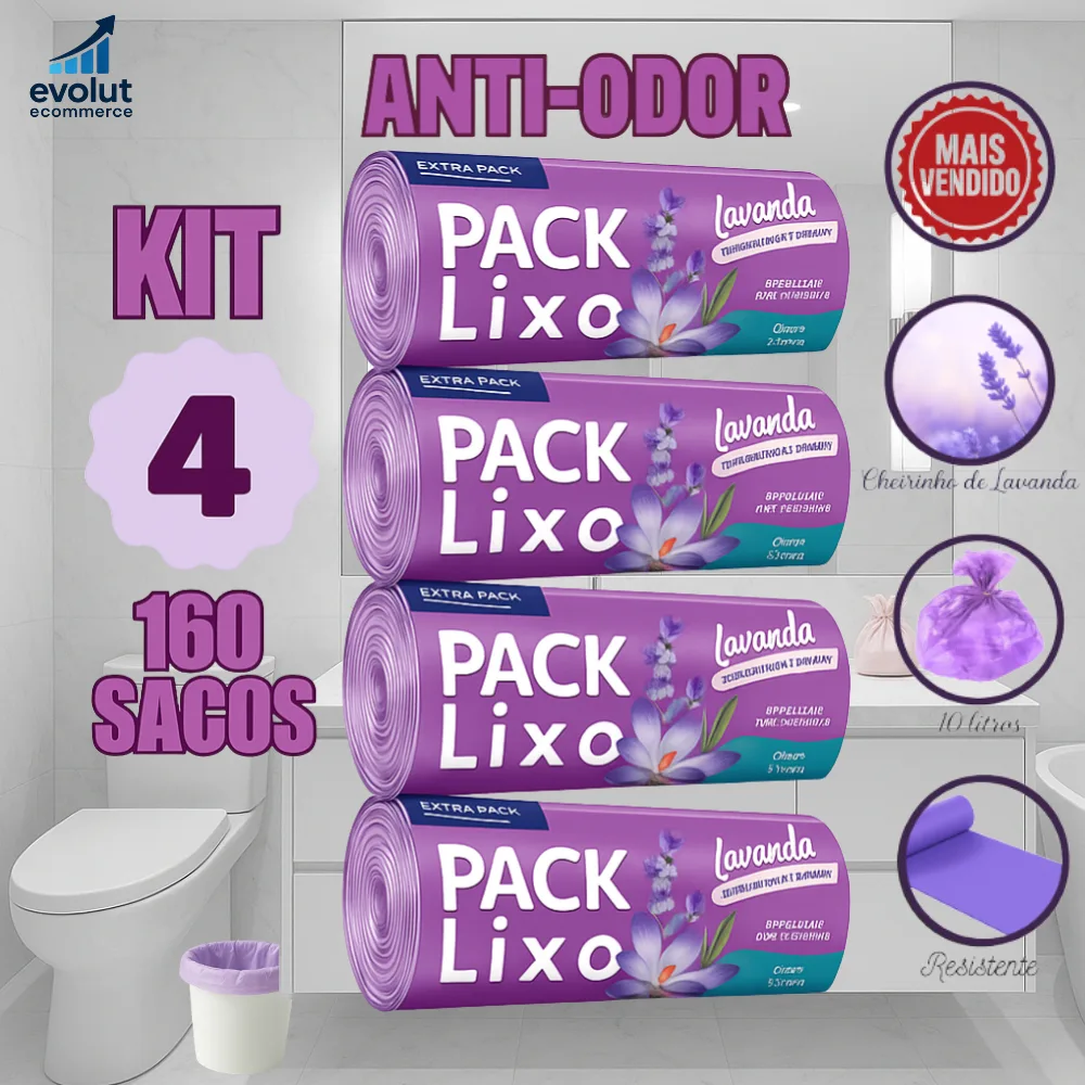 Kit 4 Rolos de Sacos de Lixo 10L – 160 Unidades
