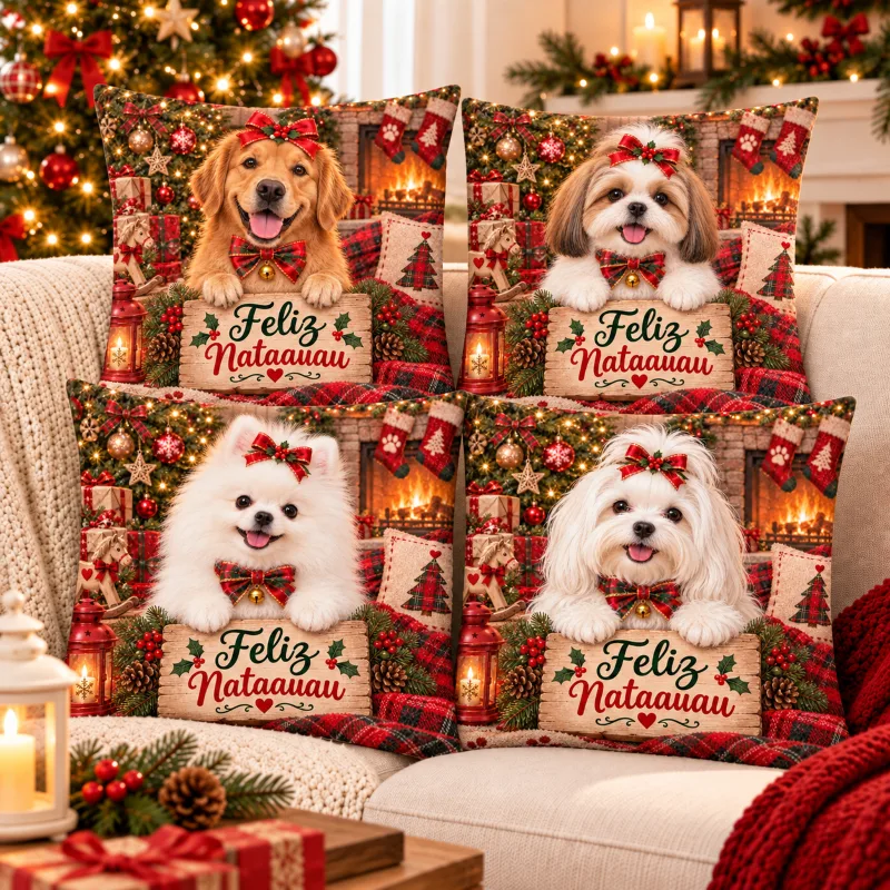 Capa de almofada natalina com animais