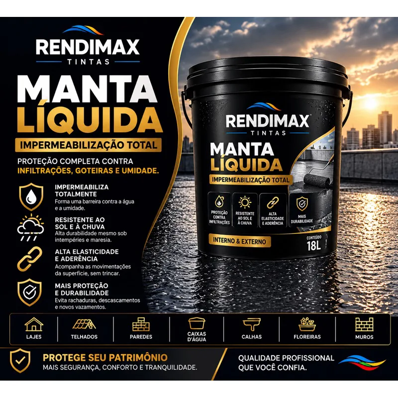 Manta líquida emborrachada Rendimax hidrorepelente