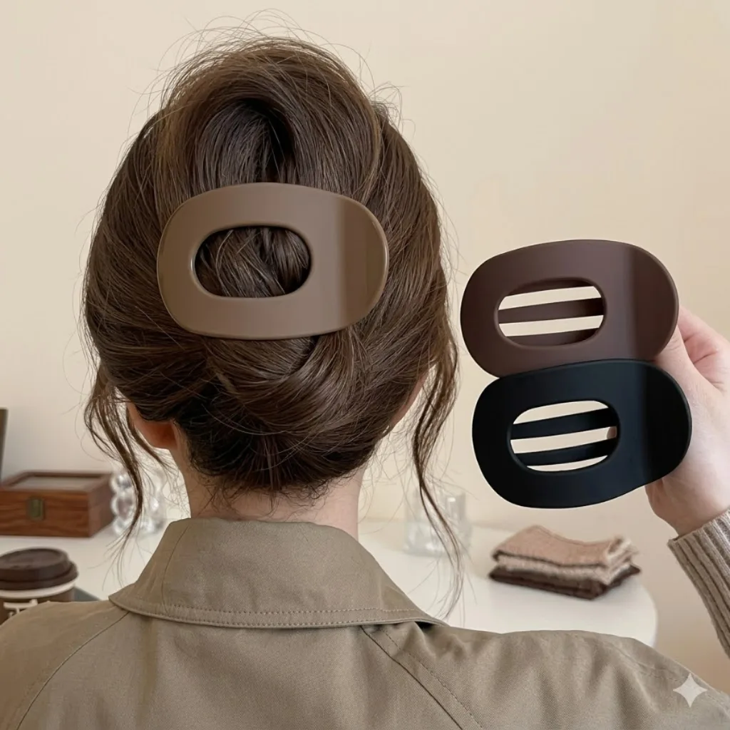 Presilha de cabelo oval grande com garra