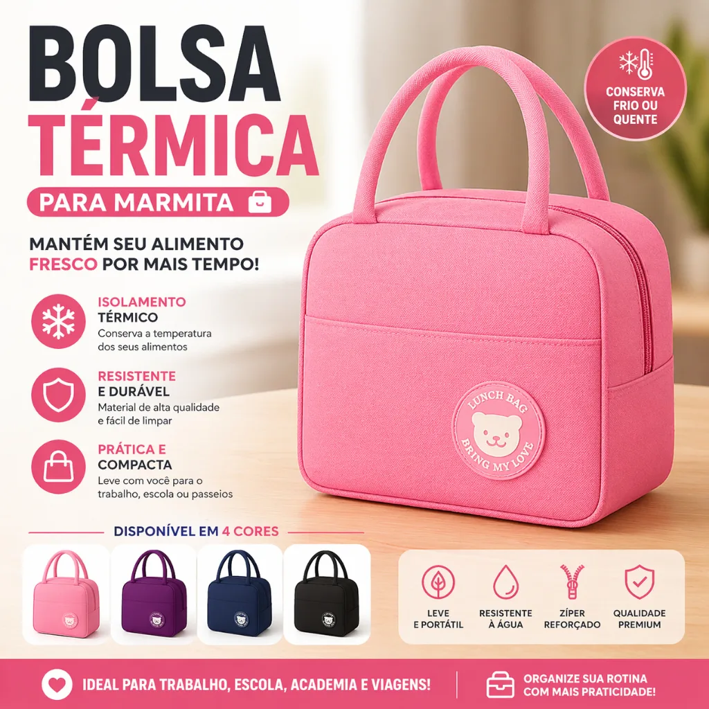 Bolsa térmica para marmita rosa